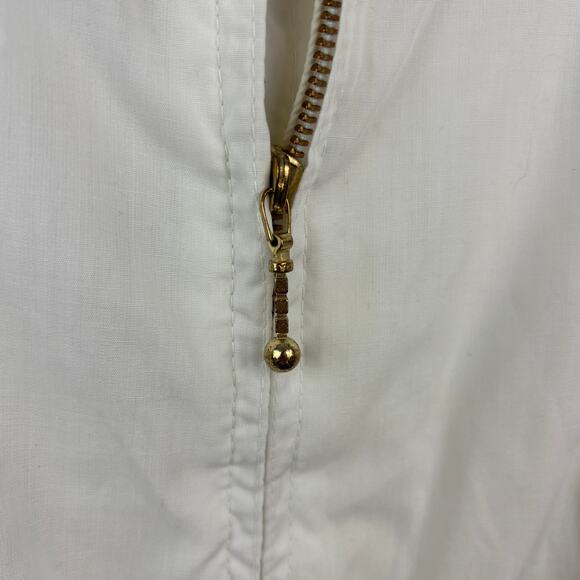 Vintage Men's Bomber Jacket Cotton White Blue Tennis 90s M - Picture 5 of 7